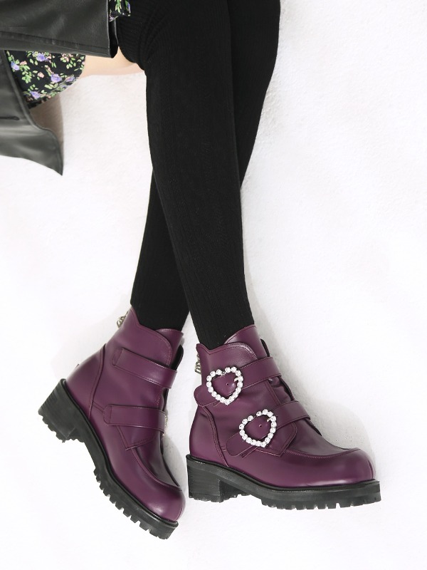 Heart Pew Pew Ankle Boots_RB3BO014_Purple