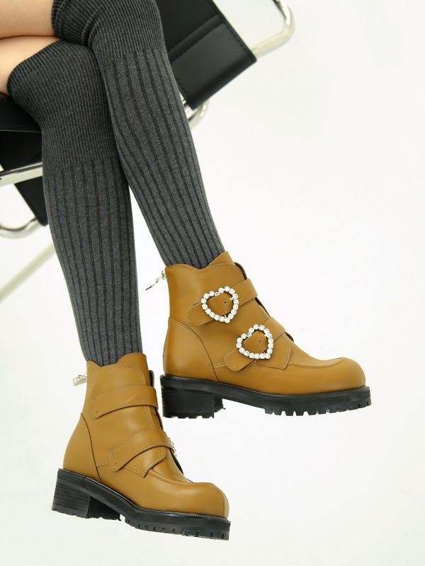 Heart Pew Pew Ankle Boots_RB3BO014_Khaki