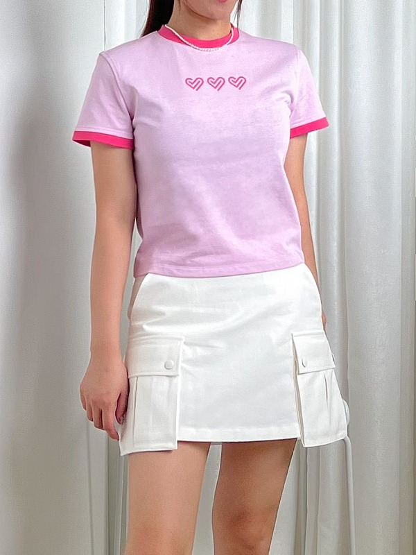 Heart Logo Semi crop T-Shirt_RB2TS001_Pink
